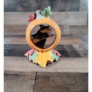 Flying Witch in a Pumpkin On Broom 7" Halloween Figure